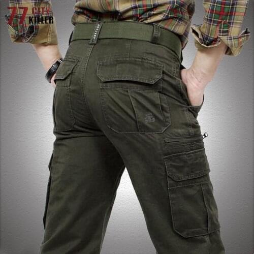 Army Tactical pants Men Cotton Military Style Multi-pocket Combat Trousers Male Casual Loose Straight Joggers Mens Cargo Pants