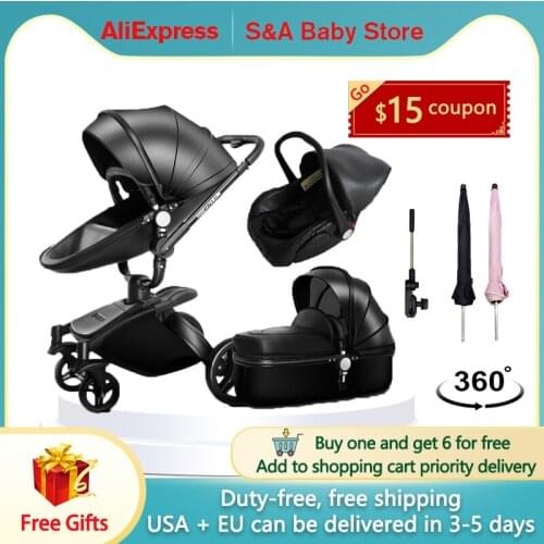 Free Shipping Aulon Luxury Baby Stroller 3 in 1 High land-scape Fashion Carriage European design Pram on 2019