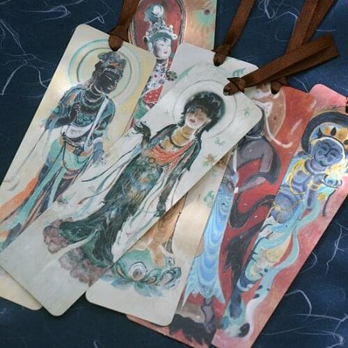 6Pcs/Set Bodhisattva Paper Bookmarks Ancient Style Book Holder Message Card Office Supplies