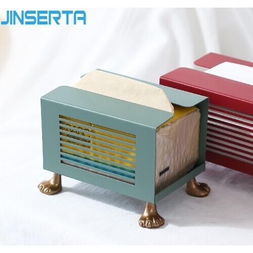 JINSERTA Metal Tissue Box Napkin Paper Container Case Luxury Rectangle Home Living Room Restaurant Hotel Car Paper Decor Box