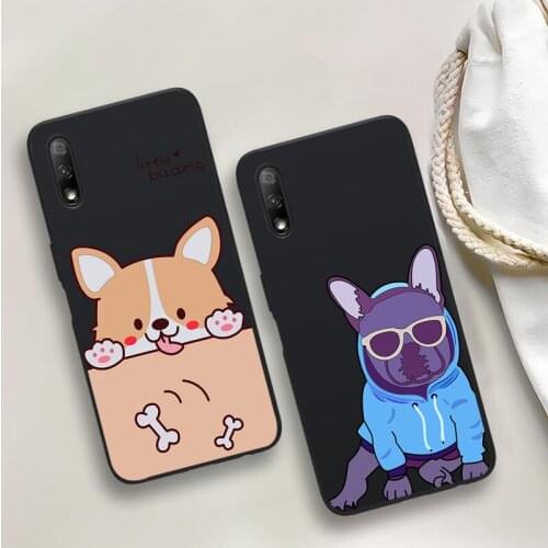 Cartoon dog Black Soft Phone Case For Huawei P40 P30 P20 Mate 10 20 30 40 Pro lite Plus P smart 2019 2020 TPU Cover