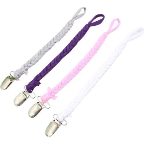 4Pcs/Lot Baby Pacifier Clips Chain Dummy Clip Pacifier Holder Braided Nipple Holder Soother Chain For Infant Baby Feeding