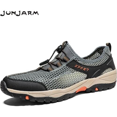 JUNJARM New Men Casual Shoes Breathable Mesh Men Sneakers Comfortable Outdoor Sport Shoes Light Sport Shoes Plus Size38-46