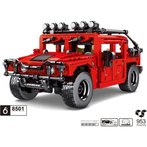 Technical scale vehicle building block HMMWV ORV model Hummers H1 pull back toys assemble brick collection for boys gifts