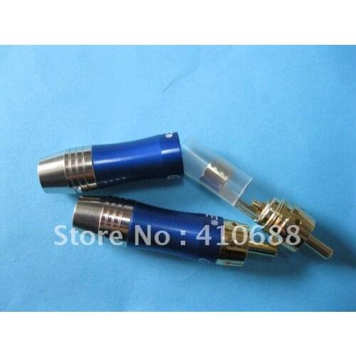 Copper RCA Plug Gold Plated Blue Color Audio Video Adapter Connector 5 Pcs per lot Hot Sale High Quality