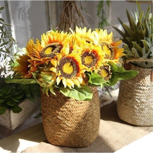 Mylb Real Touch sunflower Artificial Flower Bouquets Home Wedding party Bridal Decor Decorative Flowers Decorations