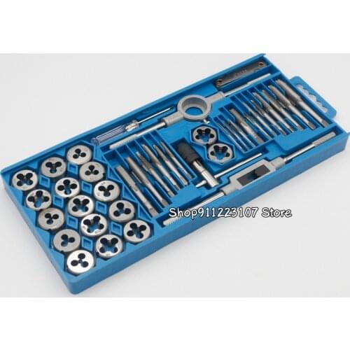 40pcs Tap Die Set M3-M12 Screw Thread Metric Taps Wrench DIY Kit Wrench Screw Threading Hand Tools Alloy Metal With Bag