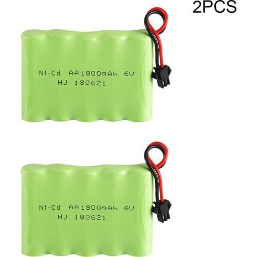 2PCS 6V 1800mah NICD Battery 6v Ni-CD battery pack for RC toy Car Boat GUN TANK Truck Trains RC toy model Battery M type SM plug