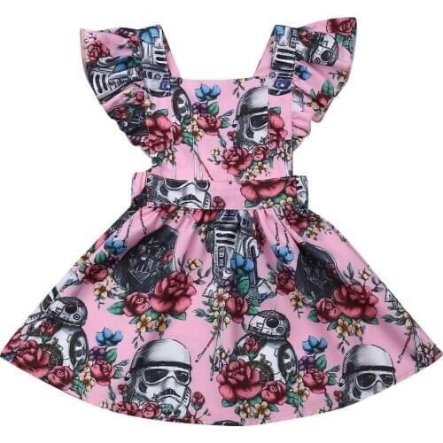 Newborn Kid Baby Girl Ruffle Star Wars Backless Party Tutu Dress Outfit Summer Sundress 6M-4T