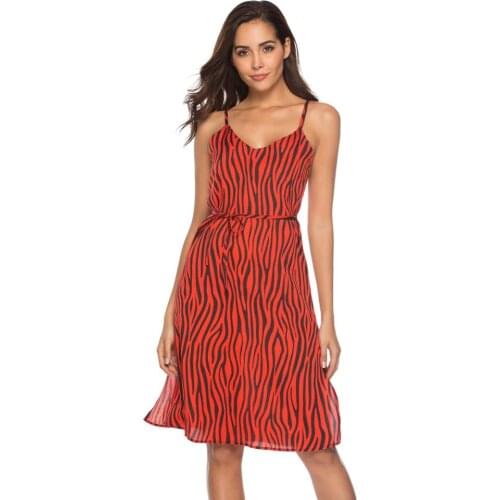 Dress Women Sexy Sleeveless Camisole Dress Summer Women Beach Elegant Ladies Dress Zebra pattern party dress