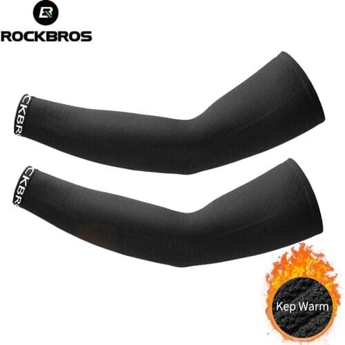 ROCKBROS Winter Arm Sleeves Breathable Fleece Warm Sports Elbow Pads Fitness Cycling Arm Covers Running Basketball Arm Warmers
