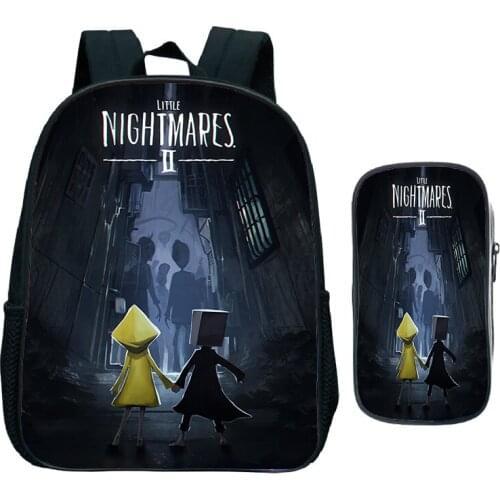 Little Nightmares 2 Backpack Kindergarten Bag 2pcs/set Zipper Pencil Case 3D Print Bagpack Boys School Bag Toddler Mini Knapsack