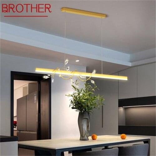 BROTHER Nordic Gold Pendant Light Contemporary LED Lamps Crystal Fixtures Decorative for Home Dining Room