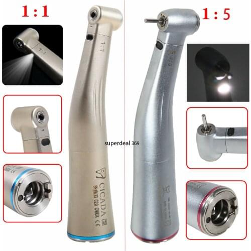 Dental 1:5/1:1 Fiber Optic LED Contra Angle Handpiece Inner Push Fit KAVO NSK