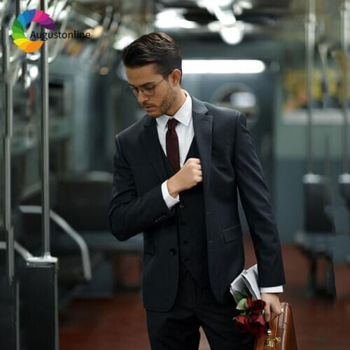 Formal Charcoal Men Suits for Wedding Slim Fit Groom Tuxedos Custom Made Best Man Blazers 3Piece Jacket Pants Vest