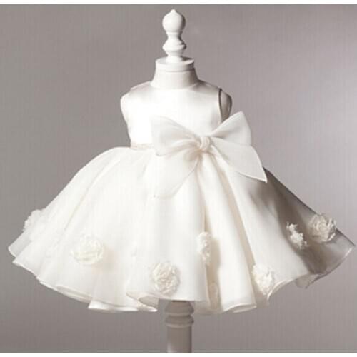 2021 crop dress girl christening dress with a large bow rose the girl well party dress childrens clothing baby dress Cute Gift