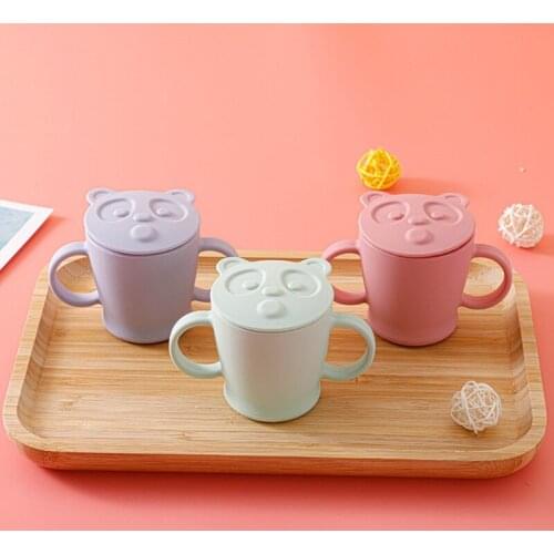 W3JF 140ml Baby Feeding Cup Toddler Learning Drinking Bottle Portable Double Handle Silicone Water Drinkware