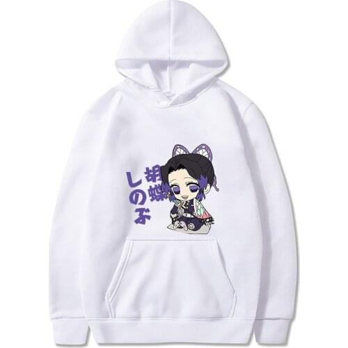 Japanese Anime Hoody Demon Slayer Kochou Shinobu Hoodie Casual Loose Sweatshirt Unisex