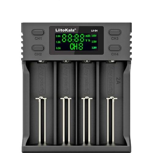 Liitokala Lii-S4 LCD 3.7V 18650 18350 18500 16340 21700 20700B 20700 10440 14500 26650 1.2V AA AAA NiMH lithium-battery Charger