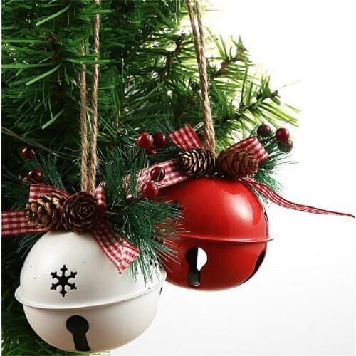 Iron Bell Christmas Tree Decor Ball Bauble Xmas Party Hanging Ball Ornament Decorations for Home Holly Berry Christmas Gift