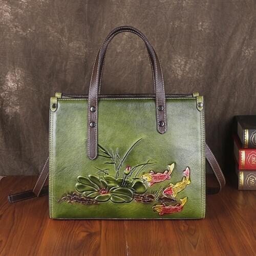 Johnature Vintage Large Capacity Women Bag 2021 New Genuine Leather Luxury Handbag First Layer Cowhide Shoulder Bags Casual Tote