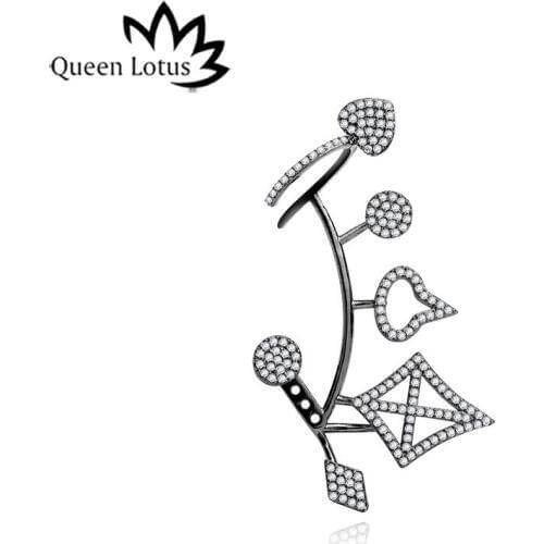 Queen Lotus 2018 Hyperbole Crystal Earrings for Women 1 pc Geometric Big Earrings Jewelry Personality Women Stud Earrings Gift