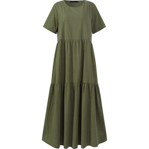 OnlyUU Women Elegant Ruffles Dress Summer Sundress Casual Short Sleeve Solid Party Vintage Dresses Femme Robe