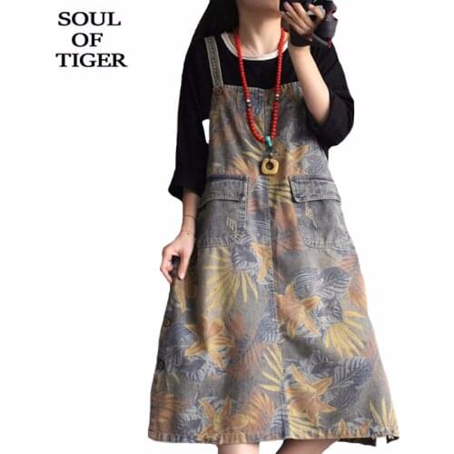 SOUL OF TIGER 2020 New Spring European Fashion Style Ladies Vintage Dresses Women Casual Loose Denim Dress Streetwear Vestidos