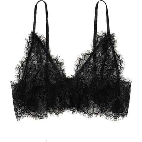 Women Underwear Sexy Lingerie Solid Color Sexy Lace Bra Womens Wireless Thin Tube Top Bra Hollow Camisole T1
