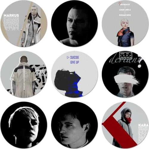 58mm GAME Detroit Become Human Icons Pins Badge Decoration Brooches Metal Badges For Clothes Backpack Decoration