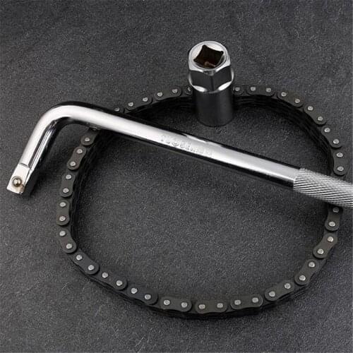 1pcs Key Chain Type Oil Filter Wrench Double Chain Oil Change Wrench Disassembly Repair Spanner Tool with 10 Inch Bending Rod