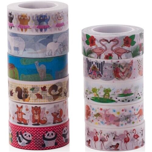 1PC New Cute Creative Flamingo Washi Tape DIY Decoration Scrapbooking Planner Masking Tape Adhesive Tape Kawaii Stationery