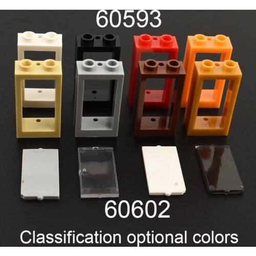 10PCS Building block 60593 Window 1 x 2 x 3 Flat Front 60602 Glass for Window accessories parts MOC DIY Education Build Toys