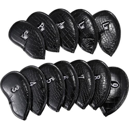 12Pcs Exquisite PU Golf Club Cap Protector Golf Iron Head Cover Set Accessories
