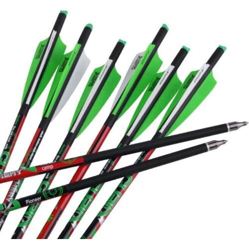 12pcs Archery Crossbow Carbon Arrow 8.8mm 16/17/18/20/22 inch With 3 Inch Rubber Feather Crossbow Hunting Shooting