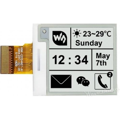 200x200, 1.54inch E-Ink Raw Display,Color Black/White, SPI Interface, Without PCB,For Raspberry Pi
