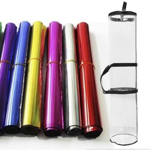 24 Rolls 40 Inch Pvc Gift Wrapping Paper Storage Organizer Bag Clear Bag Zippered Wrap With Handles