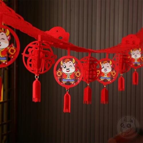3 M Chinese New Year Decorations For Home Non-Woven Decor Hangings New Year Cattle Gift Banner Hanging