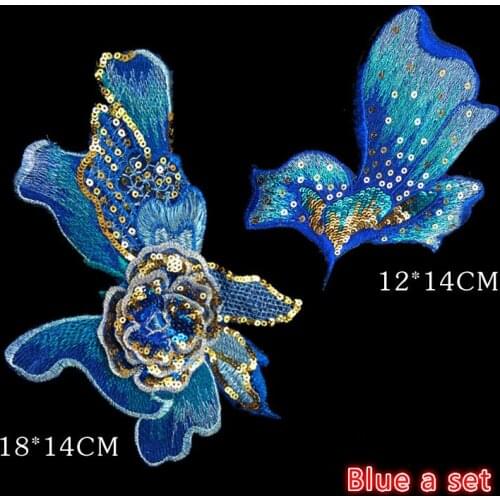 3 Piece/ lot 3D lace patch fabric applique embroidered flowers stage clothes diy accessories sewing 18*14cm