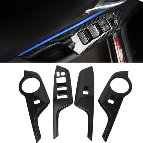 4Pcs Car Carbon Fiber Door Handle Window Button Lift Cover Trim For Toyota C-HR CHR 2017 2018 LHD Inner Door Styling Frame