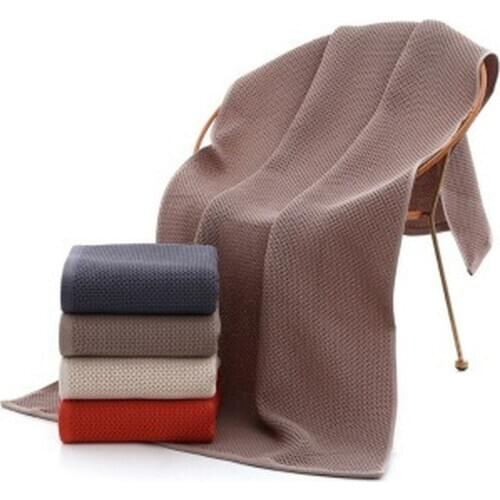 70x140CM Cotton Quick-dry Towel Plaid Bath Towels Cotton Soft Dry Towels Kitchen Clean Absorbent Towels Solid Color ZM1212