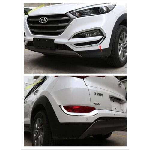 ABS Chrome Front + Rear Bumper Fog Lights Lamps Cover Trim Fit For Hyundai Tucson 2016 2017 2018 Accessories Exterior Refit Kit