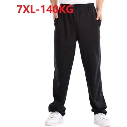 Autumn spring Men casual Sports Pants Cheap large Size 7XL Black Elasticity Pants Casual Mens Home wear Pants Straight Trouser