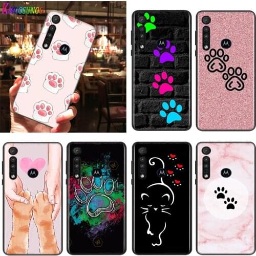 Cat dog paw footprints For Motorola One Marco Hyper Fusion Plus G9 G8 G 5G E7 E6 Edge Plus Play Power Lite Phone Case