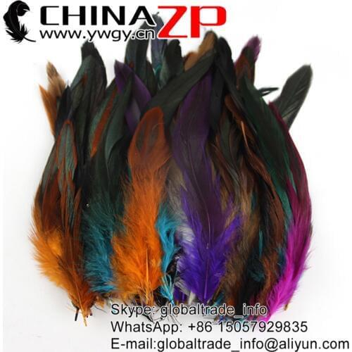 CHINAZP Factory 6"-8" (15-20cm) Cheap Wholesale 1000pieces/lot Good Quality Dyed Mix Half Bronze Rooster Chicken Coque Feather