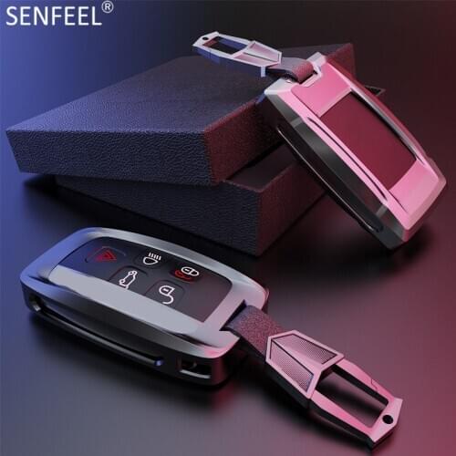 Zinc Alloy Car Key Case For Land Rover LR4 LR2 Discovery Rang Rover Sport Evoque 5 Buttons Smart Remote Fob Cover Auto Keychain