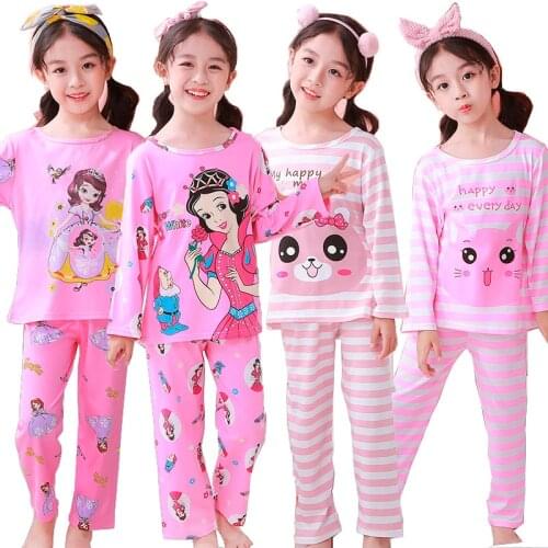Childrens Pajamas Long Sleeve T-shirt Sports Pajamas Set Cartoon Snow White Childrens Pajamas Boys Girls Baby Pajamas