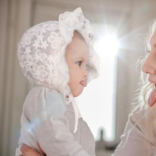 Baby Lace Flower Sun Hat Cotton Beanie Bonnet Cap Newborn Photography Props Gift B2EB