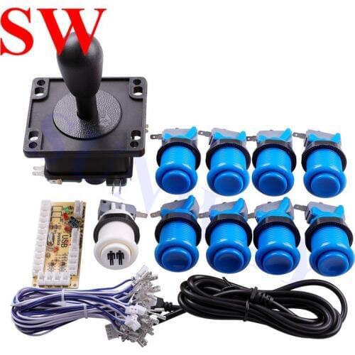 DIY Arcade Joystick and HAPP Style Button Kit for Raspberry Pi/1 Player USB Controller Kit Include Zero Delay USB Encoder