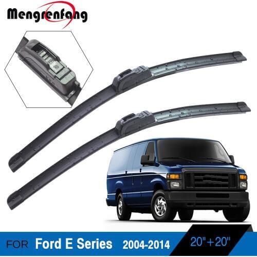 For Ford E Series Van 2004-2014 Car Front Windscreen Wiper Blades Soft Rubber Wiper J Hook Arms Accessories